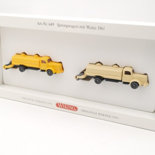 Wiking 1:87 649 Set Sprengwagen mit Walze 1961 in OVP RR1629 – Bild 3