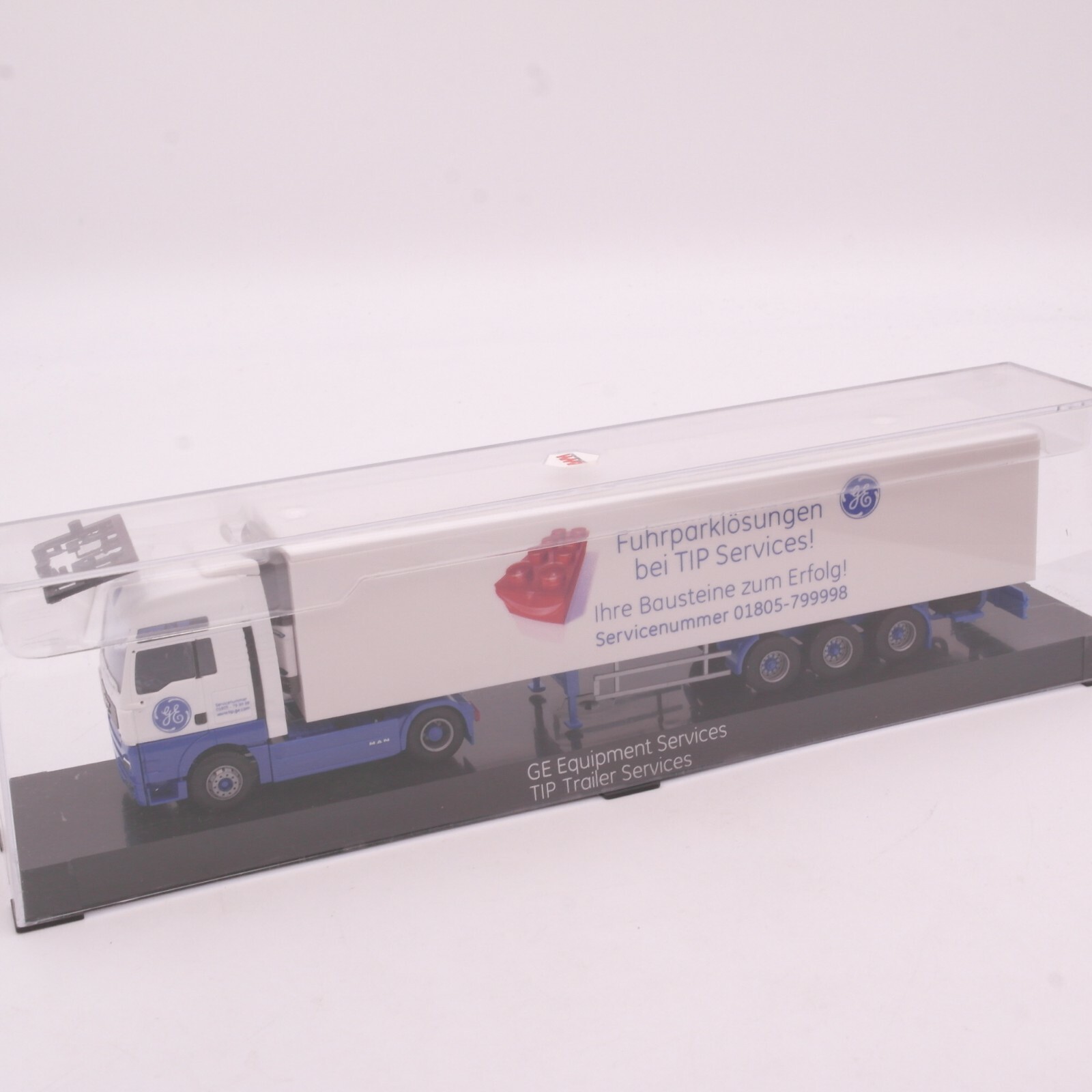 AWM 1:87 MAN GE Equipment Services Tip Trailer neuwertig in PC Box RT9096