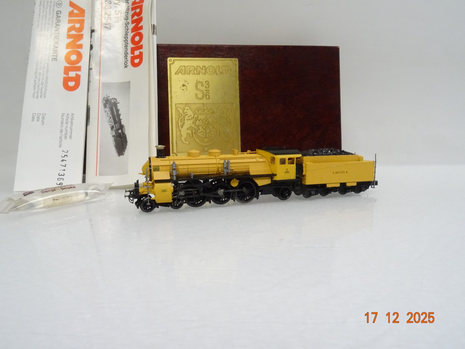 Arnold N 2547 Dampflok S 3/6 3602 der K.Bay.Sts.B. in Holz-Box OVP JL5181
