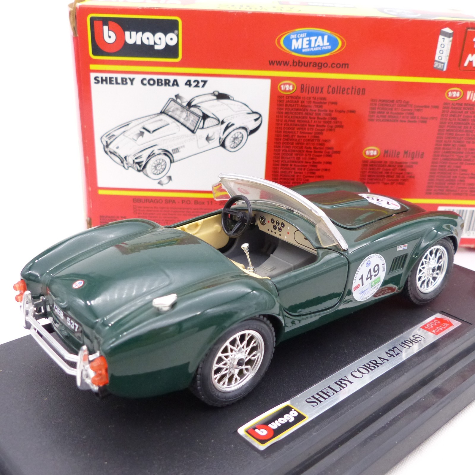 Bburago / Burago 1:24 1213 Shelby Cobra 427 (1965) #149 in OVP EX8304 – Bild 3