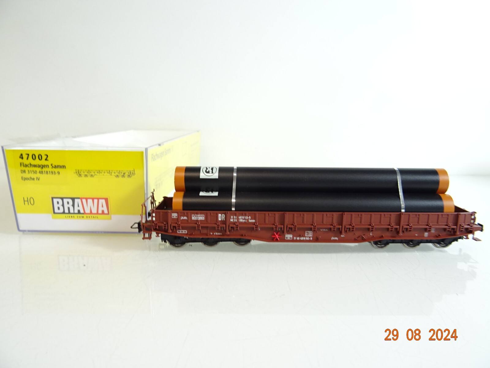 Brawa H0 47002 Flachwagen mit Ladung der DB neuwertig in OVP PR2335 – Bild 3