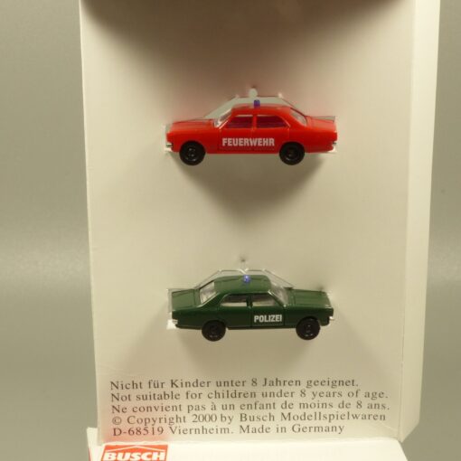 Busch 1:160 N 8331 Opel Rekord Polizei und Feuerwehr 2er-Set in OVP EX6351