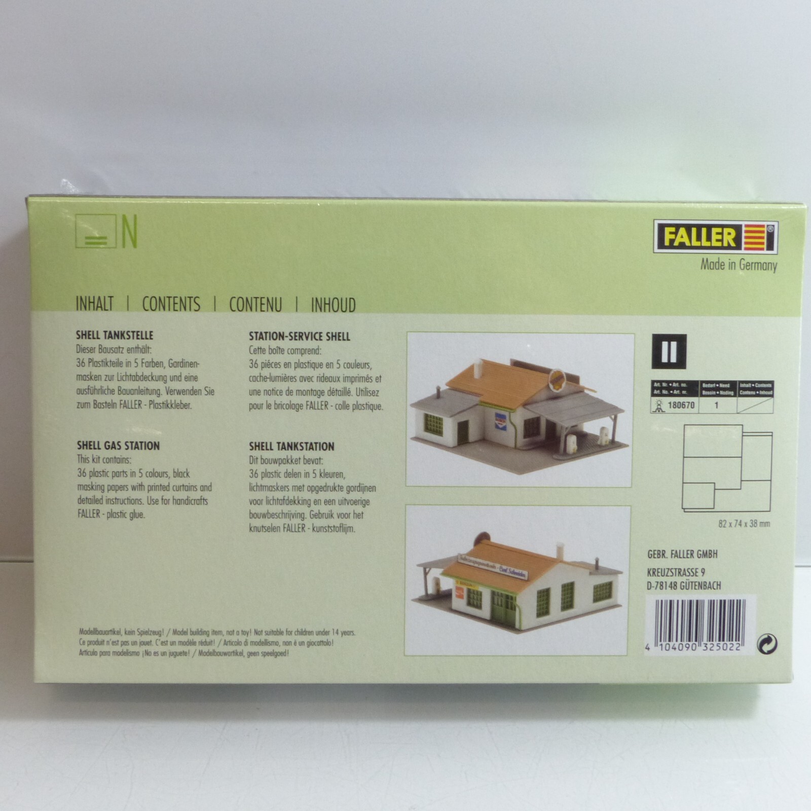 Faller Spur N Bausatz Nr.: 232502 Shell Tankstelle - ungeöffnet, in OVP EX2531 – Bild 3