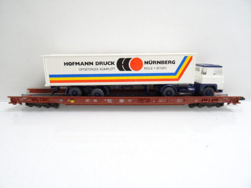 Fleischmann H0 5279 Niederflurwagen RoLa mit LKW Hofmann der DB in OVP JD4400 – Bild 3