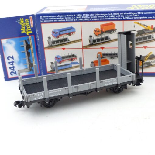 Fleischmann Magic Train 2442 Rungenwagen mit Bremserhaus Stm.L.B. in OVP EX6629 – Bild 3