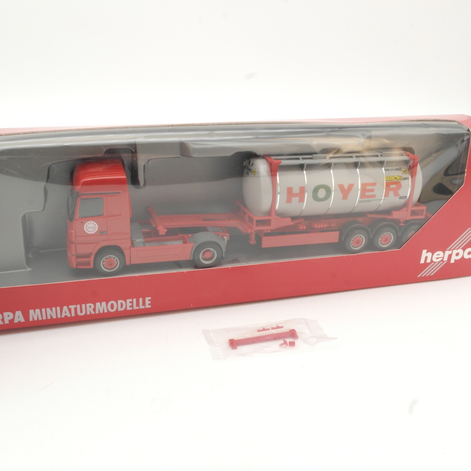 Herpa 1:87 150712 Actros LH '02 Tankcontainer-Sattelzug Hoyer in OVP QR7667 – Bild 4