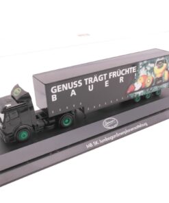 Herpa 1:87 MB SK Jumbogardinenplanensattelzug Genuss in PC Box RT8525