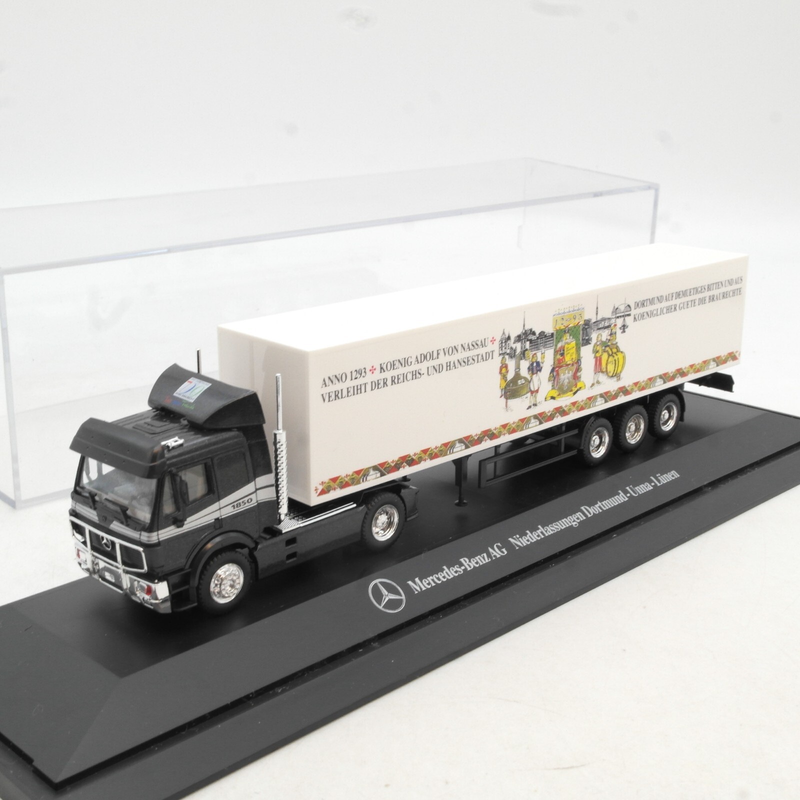 Herpa 1:87 Mercedes Benz 1850 Sattelzug Niederlassung Dortmund  in PC Box RG1728