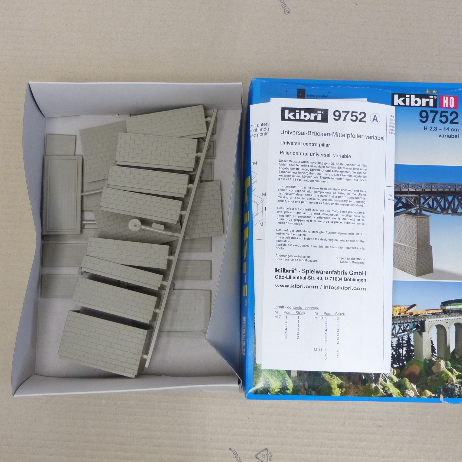 Kibri H0 Bausatz 9752 Universal Brücken Mittelpfeiler variabel in OVP EX3021 – Bild 3