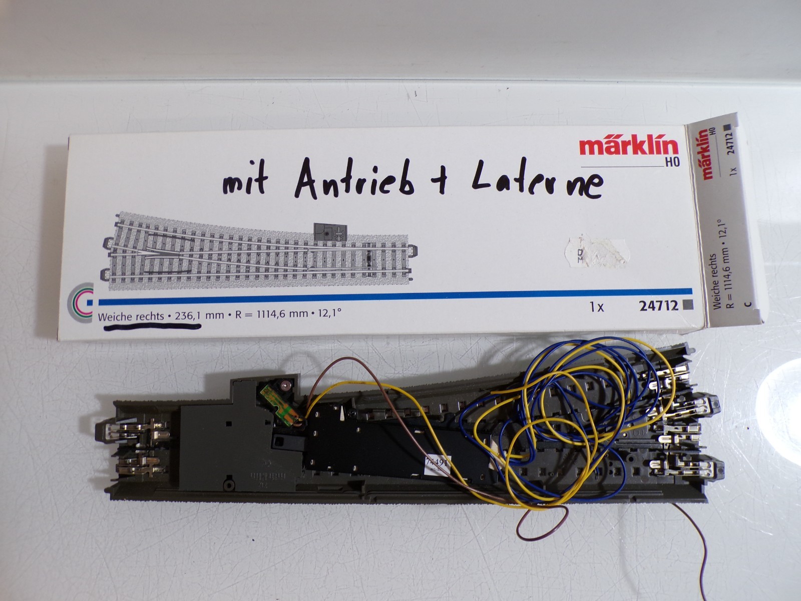 Märklin H0 24712 schlanke Weiche rechts mit Antrieb siehe Foto in OVP PK2966 – Bild 3