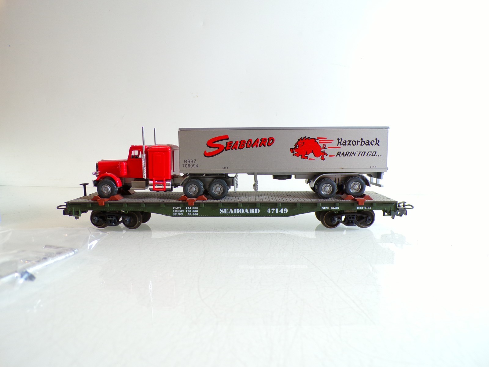 Märklin H0 4865 US Flachwagen SEABOARD 47149 mit LKW in OVP BH1460 – Bild 3