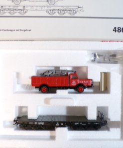 Märklin H0 48671 Schwerlast-Flachwagen mit Bergkran der DB in OVP BH2085