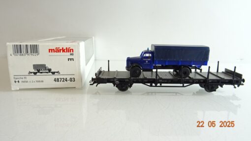 Märklin H0 48724-03 Flachwagen mit Ladung THW LKW der DB in OVP PR7929