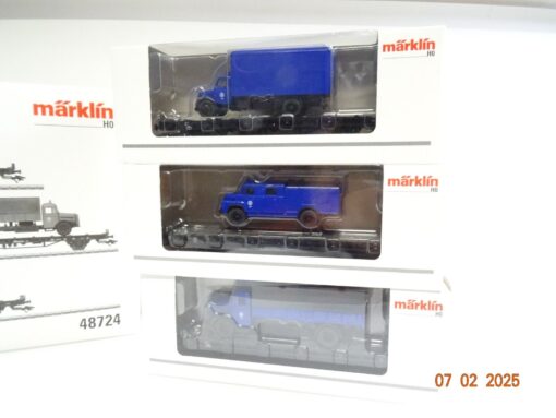 Märklin H0 48724 Flachwagen-Set Technisches Hilfswerk 3 tlg der DB in OVP PR5856 – Bild 3
