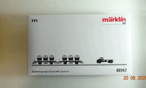 Märklin H0 48947 Behältertragwagen Set mit LKW Leerverpackung siehe Foto PK680