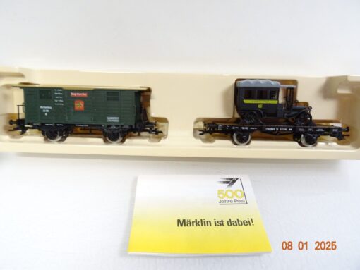 Märklin H0 63-01 Postwagen und Flachwagen mit LKW Württemberg in OVP PR5137 – Bild 3