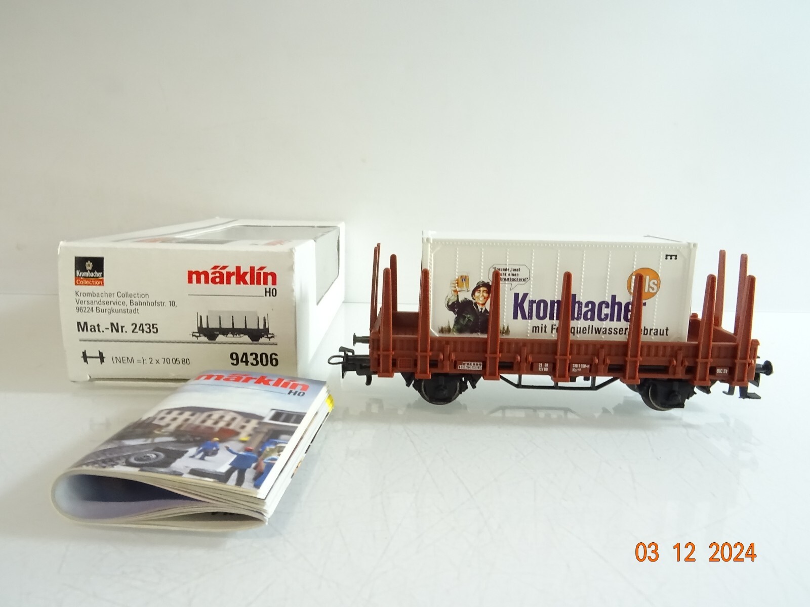 Märklin H0 94306 Rungenwagen mit Container Krombacher Pils der DB in OVP PR4466