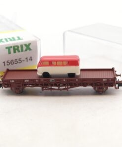 Minitrix N 15655-14 Niederbordwagen mit VW Bus der SNCF in OVP RF5585