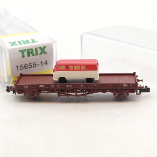 Minitrix N 15655-14 Niederbordwagen mit VW Bus der SNCF in OVP RF5585