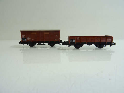 Minitrix N 3224 gedeckter Güterwagen & Flachwagen der DB in OVP AR7856 – Bild 3