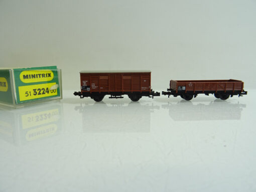 Minitrix N 3224 gedeckter Güterwagen & Flachwagen der DB in OVP AR7856