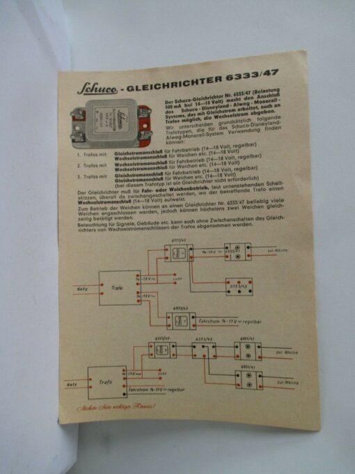 Original SCHUCO 1:90 Disneyland ALWEG-MONORAIL Bedienungsanleitung Gleichr BW403