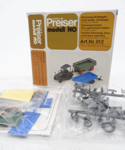 Preiser H0 912 Bausatz Hanomag-Schlepper + 2 landw. Anhänger in OVP RR1413