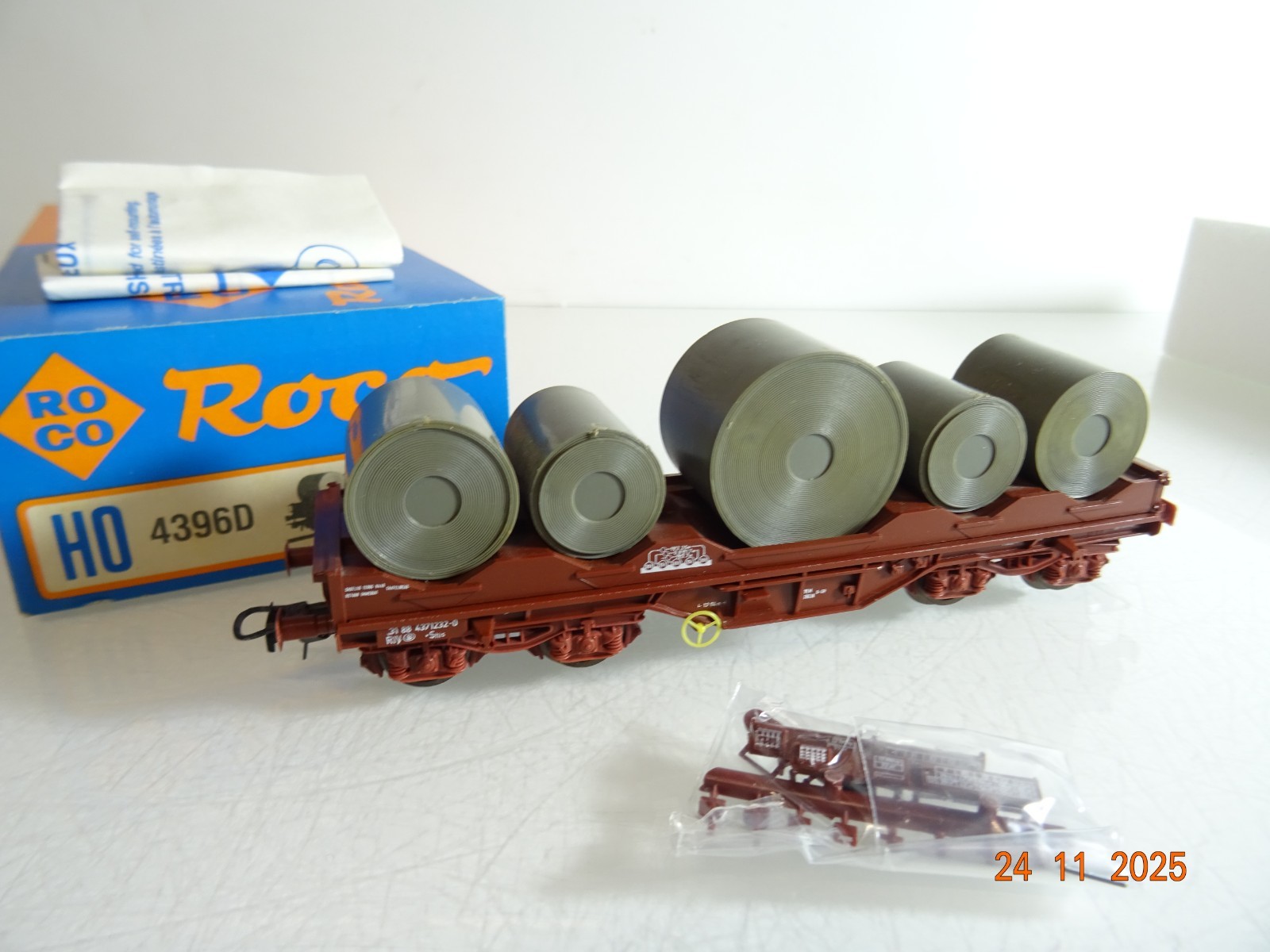 Roco H0 4396D Güterwagen Rollentransport mit Stahlrollen der SNCB in OVP RR4807