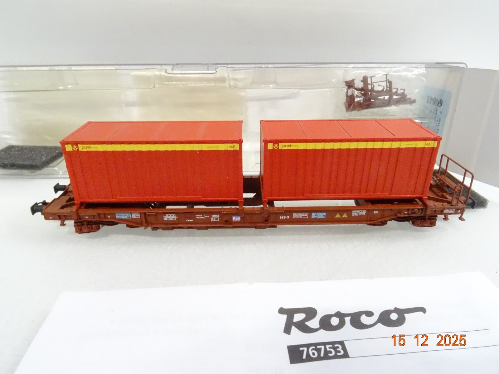 Roco H0 76753 AC Taschenwagen mit 2 Container der SJ in OVP RR5660 – Bild 3