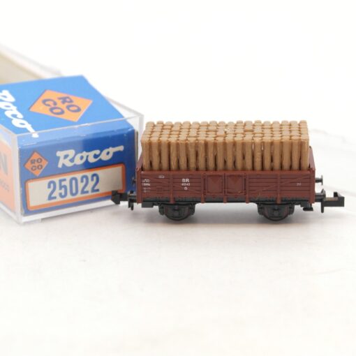 Roco N 25022 Mittelbordwagen mit Grubenholzladung in OVP RF5519