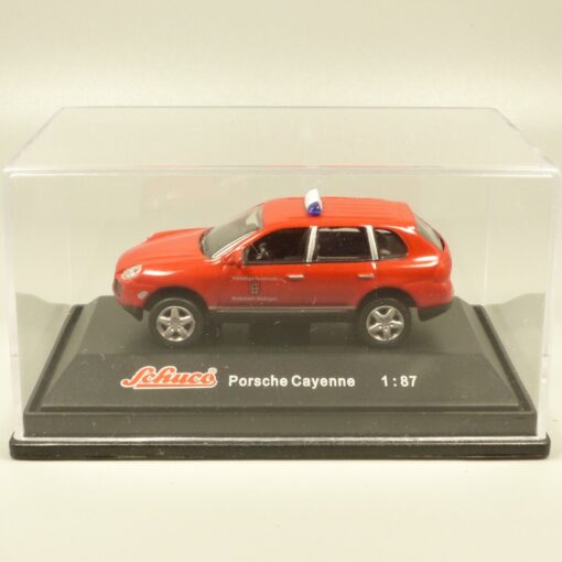 Schuco 1:87 21911 Porsche Cayenne rot Feuerwehr in PC-Box EX5988