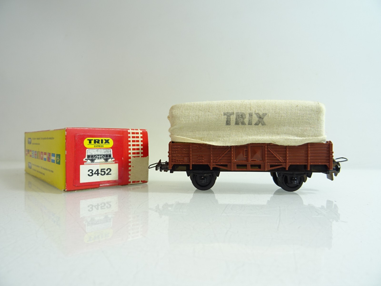 Trix Express H0 3452 Niederbordwagen mit Plane der DB in OVP PR826 – Bild 3
