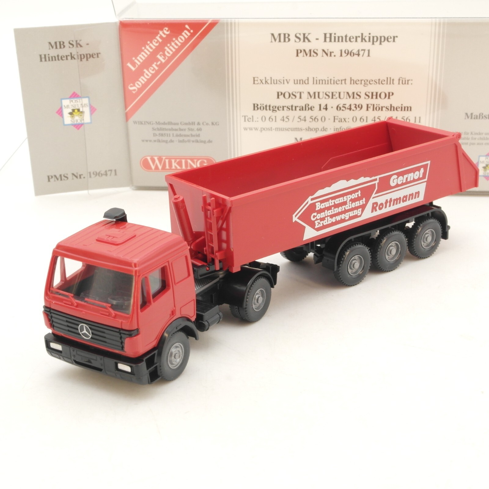 Wiking 1:87 PMS 196471 MB SK Hinterkipper-Sattelzug Rottmann in OVP RG8126