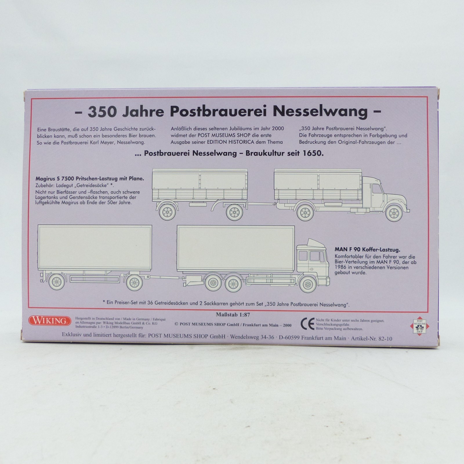 Wiking 1:87 PMS 82-10 2er-Set 350 Jahre Postbrauerei Nesselwang in OVP EX8501 – Bild 3