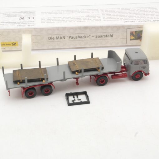 Brekina 1:87 010566 MAN Pausbacke Rungensattelzug Saarstahl in OVP RR3607 – Bild 3