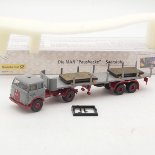 Brekina 1:87 010566 MAN Pausbacke Rungensattelzug Saarstahl in OVP RR3607