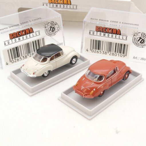 Brekina 1:87 28009 28010 Auto Union 100 S Coupe und Limousine in OVP QR1840 – Bild 3