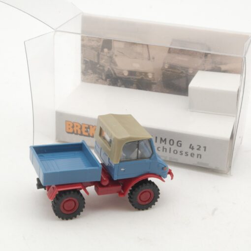 Brekina 1:87 39021 Unimog 421 Pritsche blau in OVP RR2921 – Bild 3
