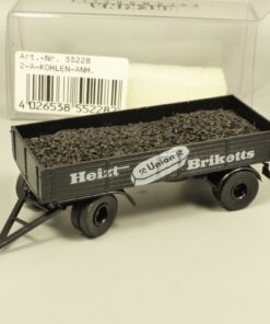 Brekina 1:87 55228 Kohlen-Anhänger 2-achs Heizt Union Briketts in OVP EX7235