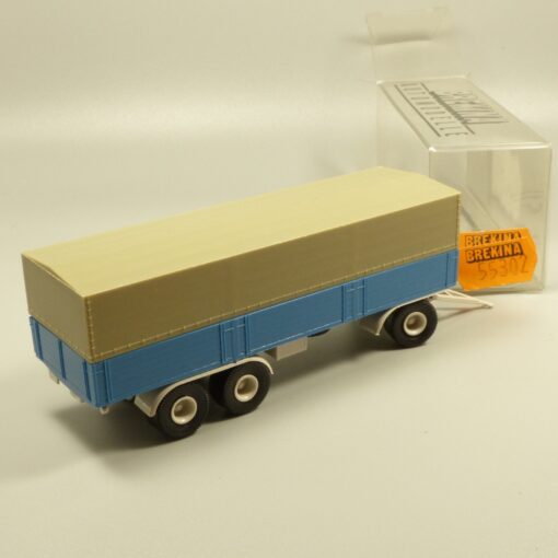 Brekina 1:87 55302 Anhänger 3-achs Pritsche/Plane neutral in OVP EX7200 – Bild 3