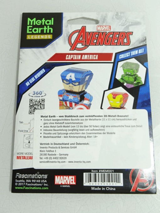 Fascinations Metall Earth Legends Bausatz 3 D Figur Capt. America in OVP AR8172
