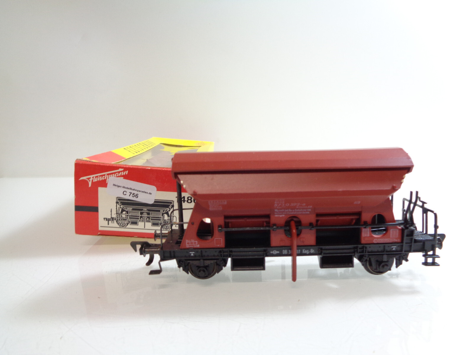 Fleischmann H0 1486 AC Schotterwagen mit Entladehebel der DB in OVP C756