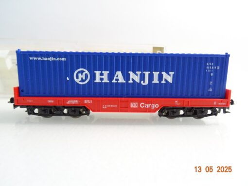 Fleischmann H0 Flachwagen mit Container Hanjin der DB in EVP PR7558 – Bild 3