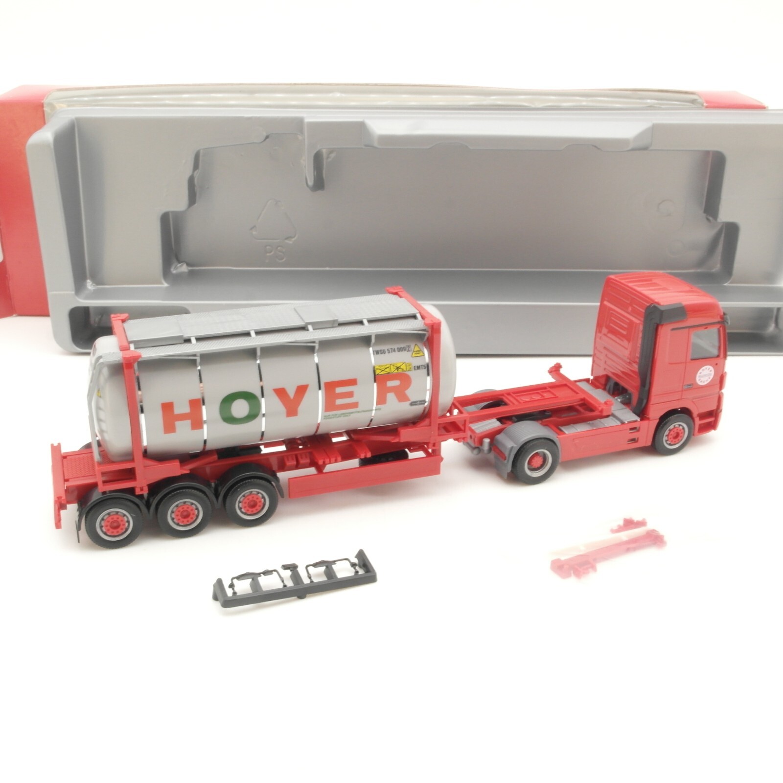 Herpa 1:87 150712 Actros LH '02 Tankcontainer-Sattelzug Hoyer in OVP QR7668 – Bild 3