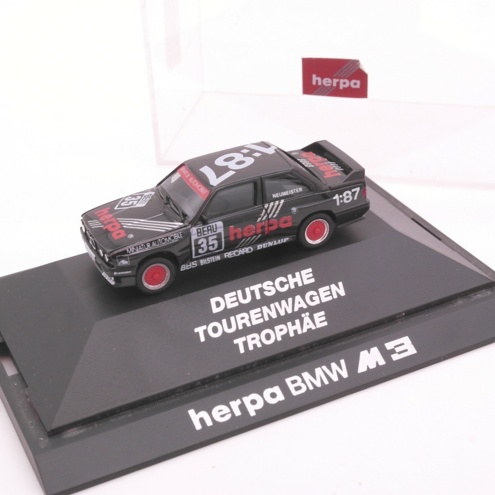 Herpa 1:87 BMW M3 DTM #35 in PC Box RT3667