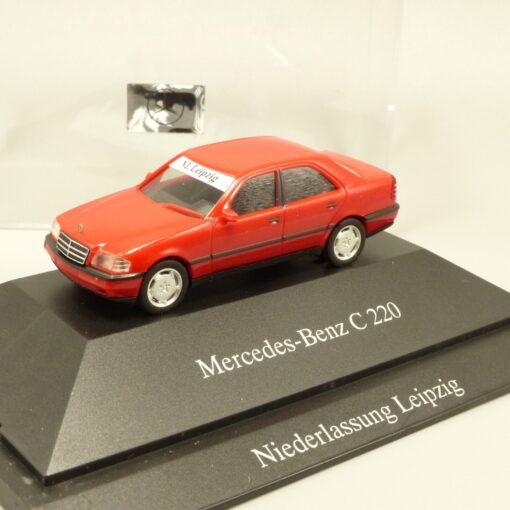 Herpa 1:87 Werbemodell Mercedes Benz C 220 rot NL Leipzig in PC-Box EX3649