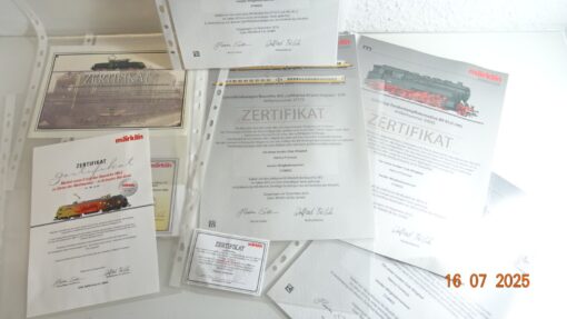 Konvolut Märklin verschiedene Zertifikate 8 Stück siehe Foto CK9712 o.