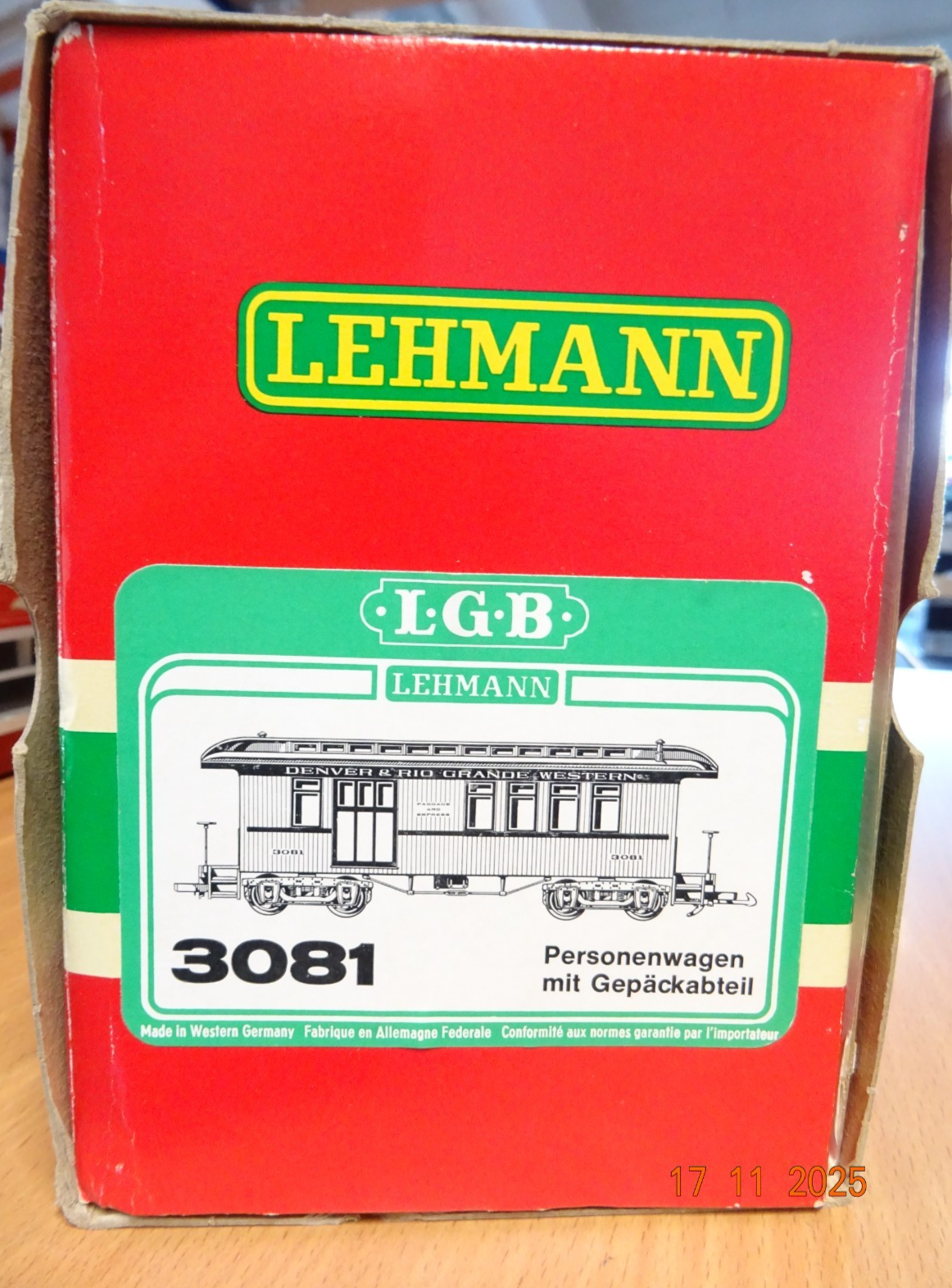 LGB Spur G 3081 US Personenwagen mit Gepäckabteil beleuchtet in OVP JL4559 – Bild 5