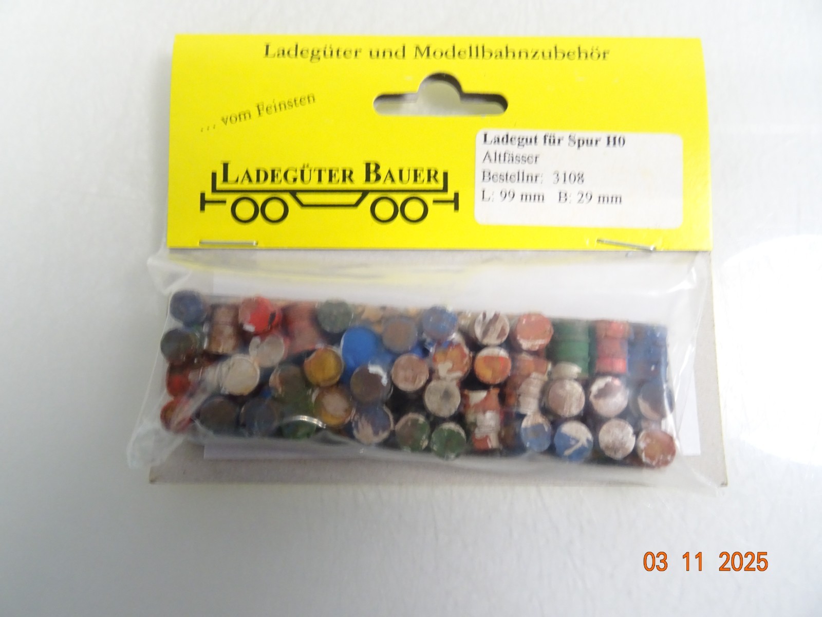 Ladegüter Bauer H0 Ladegut Altfässer 3108 L 99 mm B 29 mm in OVP RR4316