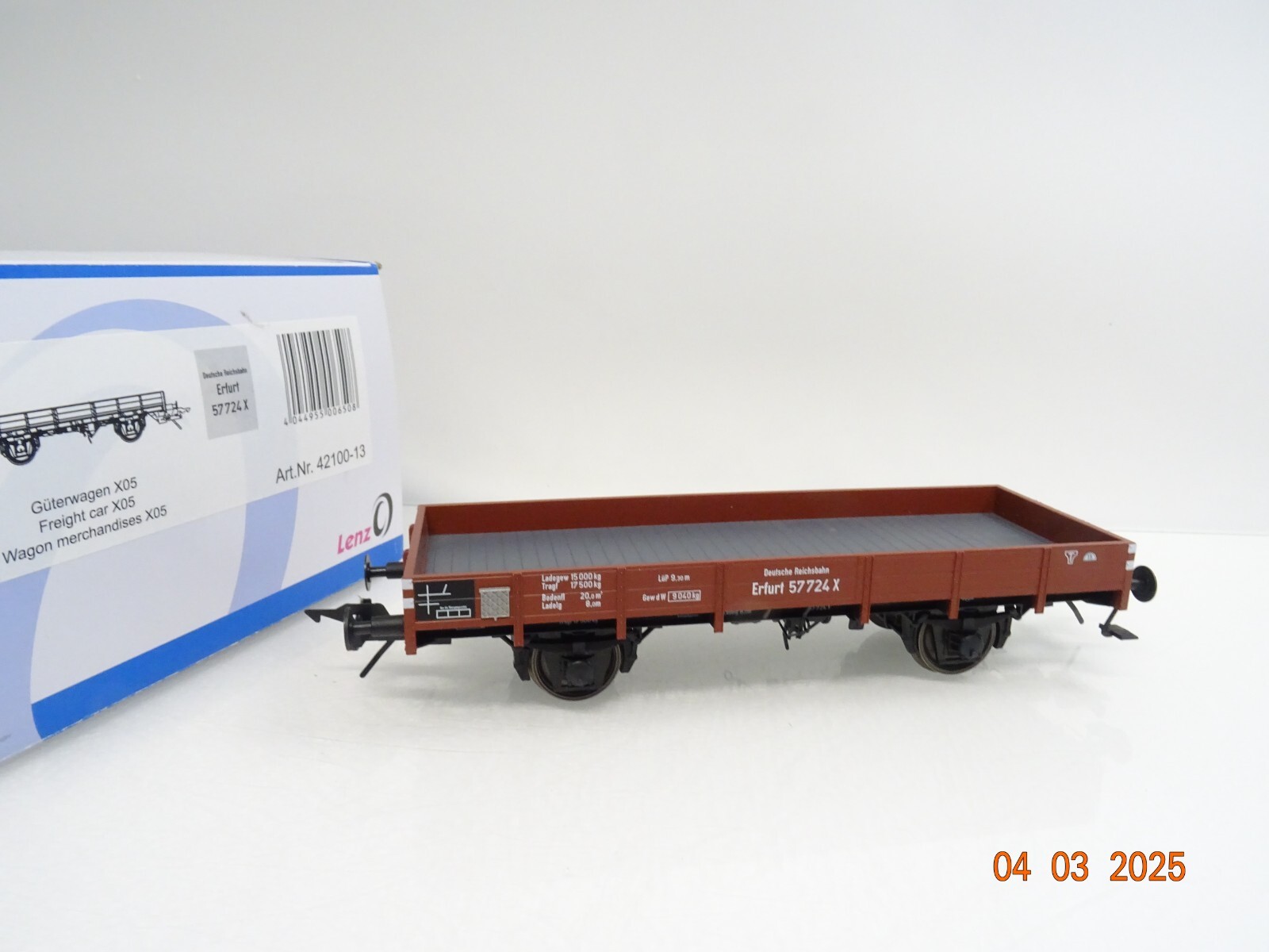 Lenz Spur 0 42100-13 Niederbordwagen X05 Erfurt 57724 X der DR in OVP LE9096